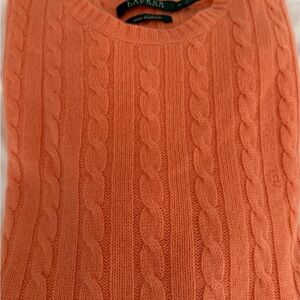 Ralph Lauren 100% Cashmere Coral Cable Knit Sweater